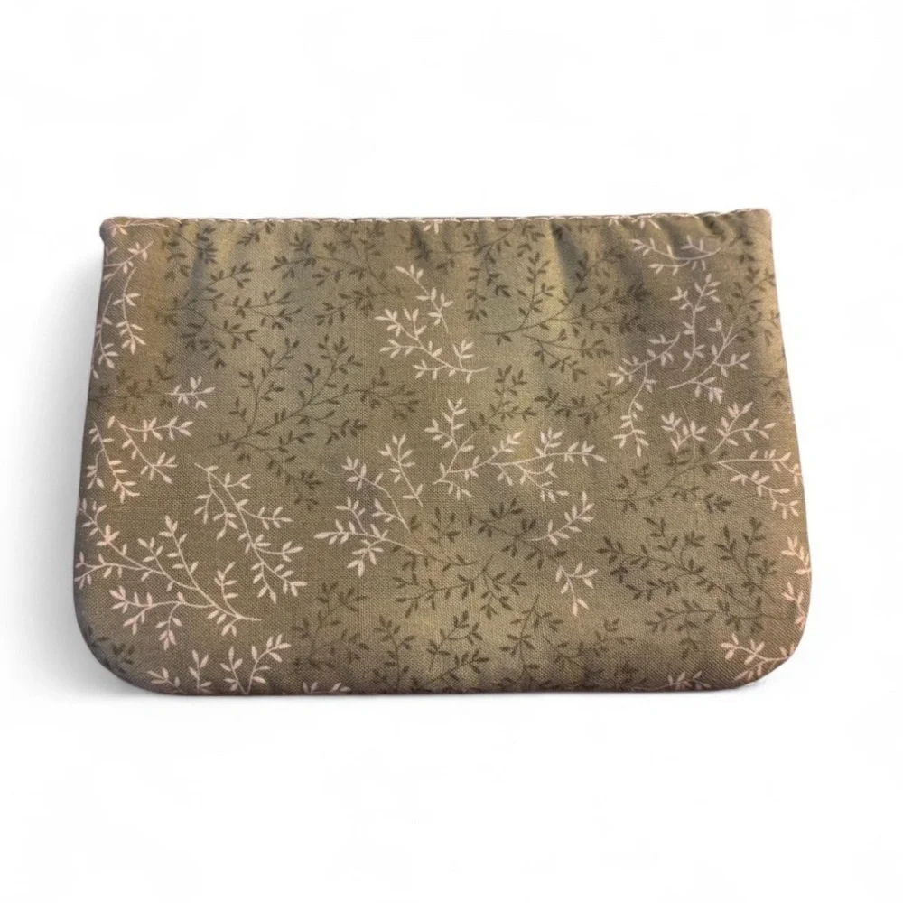 Handmade Quilted Fabric Pouch Bag Green Paisley Saddle Flap Boho Cottagecore